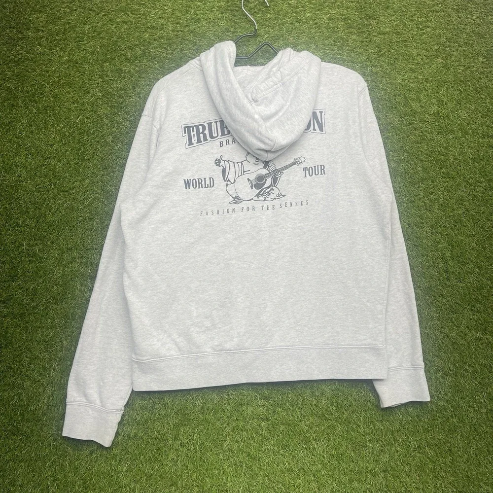 True Religion Hoodie Mens Medium World Tour Graphic Full Zip Up Sweatshirt y2k